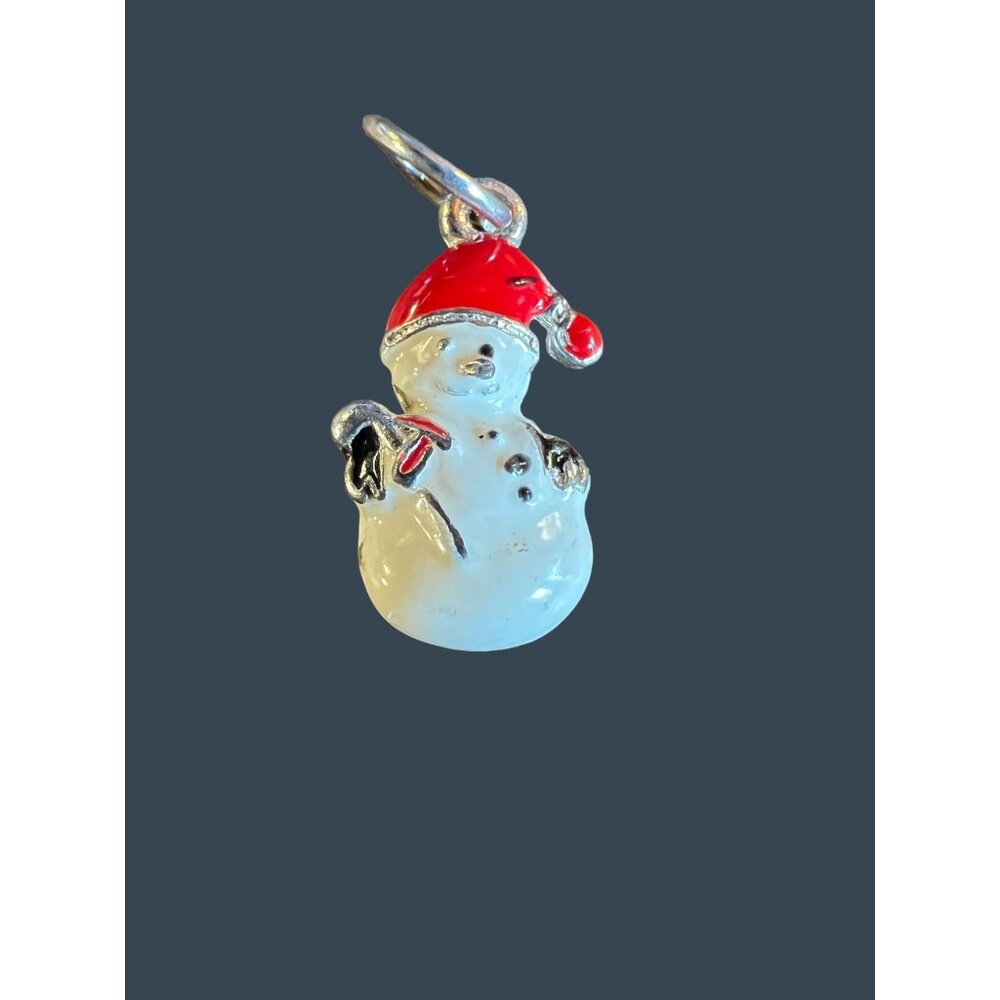 Pair Of Festive Snowman Charms With Enamel Details & Rings For Christmas Jewelry - Picture 8 of 10